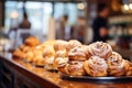 Tasty bakery products at the supermarket counter Royalty Free Stock Photo