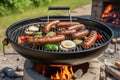 A tasty barbecue with sausages and vegetables created with generative AI technology Royalty Free Stock Photo