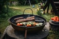 A tasty barbecue with sausages and vegetables created with generative AI technology Royalty Free Stock Photo
