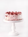 Tasty and Beautiful Homemade Red Velvet Cake on White Background Vertical Beautiful Dessert