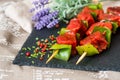 Tasty beef steak kabobs Royalty Free Stock Photo