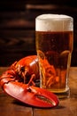 red food bar beer seafood background glass snack crawfish crab crayfish. Generative AI. Royalty Free Stock Photo