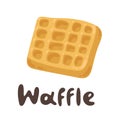 Tasty Belgian Waffle. Lovely breakfast waffle. Flour products, vector stock illustration. Viennese waffles cute cartoon