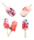 Tasty berry ice popsicles on white background Royalty Free Stock Photo