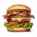 A tasty big hamburger isolated on a white background Royalty Free Stock Photo