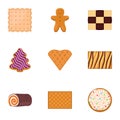 Tasty biscuit icon set, flat style Royalty Free Stock Photo