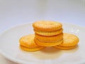 Biscuit Sandwich with Peanut Butter Royalty Free Stock Photo