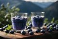 Tasty blueberry smoothie. Generative AI.