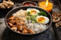 Tasty bowlful Asian culinary delight spotlighting the unique konnyaku Royalty Free Stock Photo