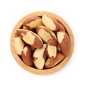 Tasty Brazil nuts in bowl isolated on white, top view Royalty Free Stock Photo