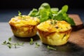 A tasty breakfast choice - an egg and vegetable muffin loaded with cheese and spinach Royalty Free Stock Photo