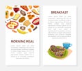 Tasty Breakfast Food and Drink Vertical Card Cover Vector Template