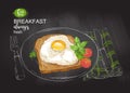Tasty breakfast perfect fried egg bread illustration