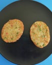 Tasty bubble and squeak on a plate in the kitchen