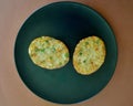 Tasty bubble and squeak on a plate in the kitchen