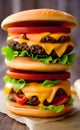 tasty burger with beef, tomato and cheese , Ai Generated Royalty Free Stock Photo