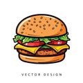 tasty burger fast food vector design AI generated Royalty Free Stock Photo