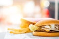 Tasty burger with french fries.Traditional american cuisine Royalty Free Stock Photo