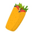 Tasty burrito vector isolated. Mexican cuisine, delicious snack