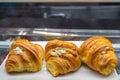 Tasty butter croissant with cream cheese inside at pastry shop Royalty Free Stock Photo