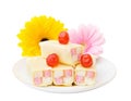 Tasty cakes with flowers Royalty Free Stock Photo