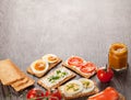 Tasty canapes food border background