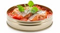 Tasty Canned Fish in Savory Tomato Sauce Enhanced with Fresh Microgreens for an Exquisite Dining Exp