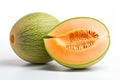 tasty cantaloupe melons on a white background Royalty Free Stock Photo