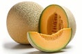 tasty cantaloupe melons on a white background Royalty Free Stock Photo