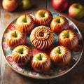 Tasty caramel apple decoration on designed plate ai generated