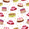 Tasty Celebratory Cakes Vector Seamless Pattern