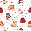 Tasty Celebratory Cakes Vector Seamless Pattern