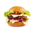 Tasty cheeseburger at white background Royalty Free Stock Photo