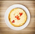 Tasty cheesecake with strawberry hearts, valentine theme