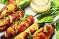 Chicken shashlik with peanut sauce