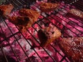 Tasty Chicken in the grill with coal barbecue