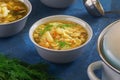 Tasty Chicken Noodle Clear Soup with Vegetable Royalty Free Stock Photo