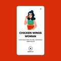 tasty chicken wings woman vector