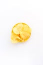 tasty chips isolated on white. Crunchy potato chips on a white background. Food concept. Royalty Free Stock Photo