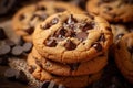 Tasty chocolate chip cookies sweet indulgence on the table Royalty Free Stock Photo