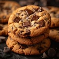 Tasty chocolate chip cookies sweet indulgence on the table