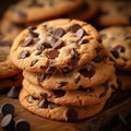 Tasty chocolate chip cookies sweet indulgence on the table