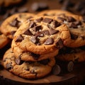 Tasty chocolate chip cookies sweet indulgence on the table