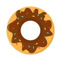 Tasty chocolate donut vector isolated. Sweet sugar snack Royalty Free Stock Photo