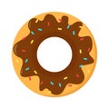 Tasty chocolate donut vector isolated. Sweet sugar snack