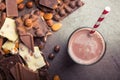 tasty chocolate drink with dessert bar Royalty Free Stock Photo