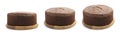 Tasty chocolate sponge cake isolated on white, collage Royalty Free Stock Photo