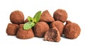 Tasty chocolate truffles on white background Royalty Free Stock Photo