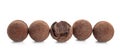 Tasty chocolate truffles on white background Royalty Free Stock Photo