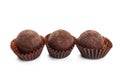 Tasty chocolate truffles on white background Royalty Free Stock Photo